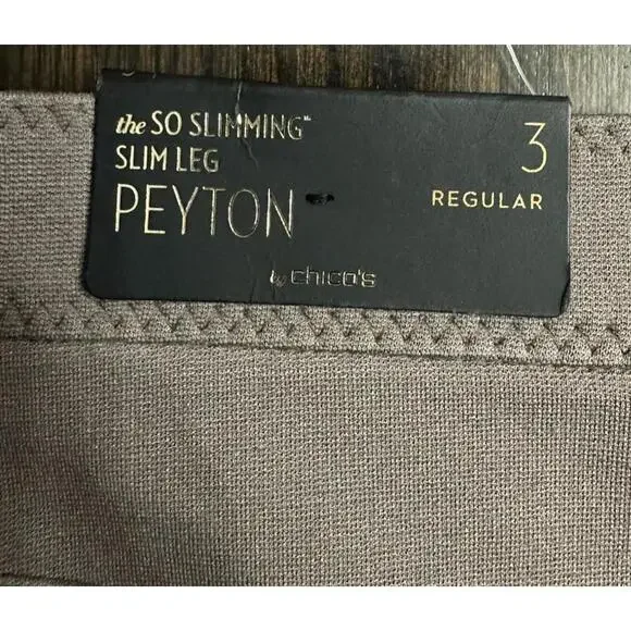 NWT So Slimming Chicos Slim Leg Peyton Womens Stretch Gray Pants‎ Trousers 3R - Picture 10 of 10